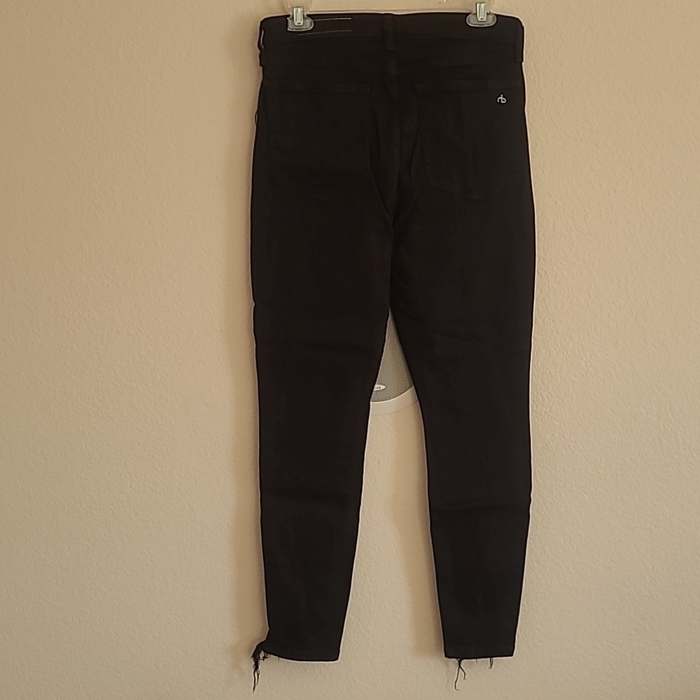 Rag & Bone Distressed Black Nina High Rise Ankle Skinny Jeans Size 29 - Picture 5 of 11